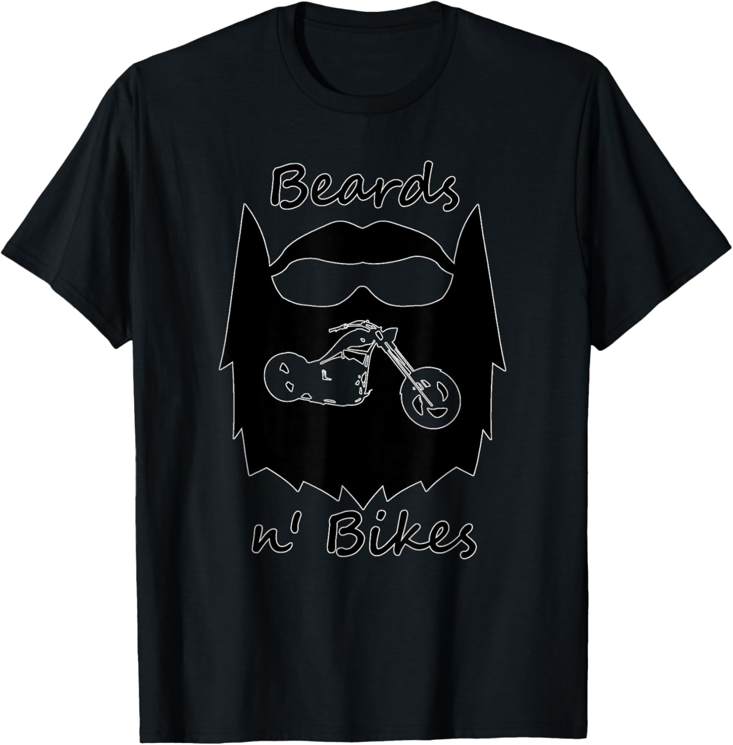 Beards N'Bikes Bearded Biker. Gift Motorcyclist T-Shirt - T-Shirt | Black