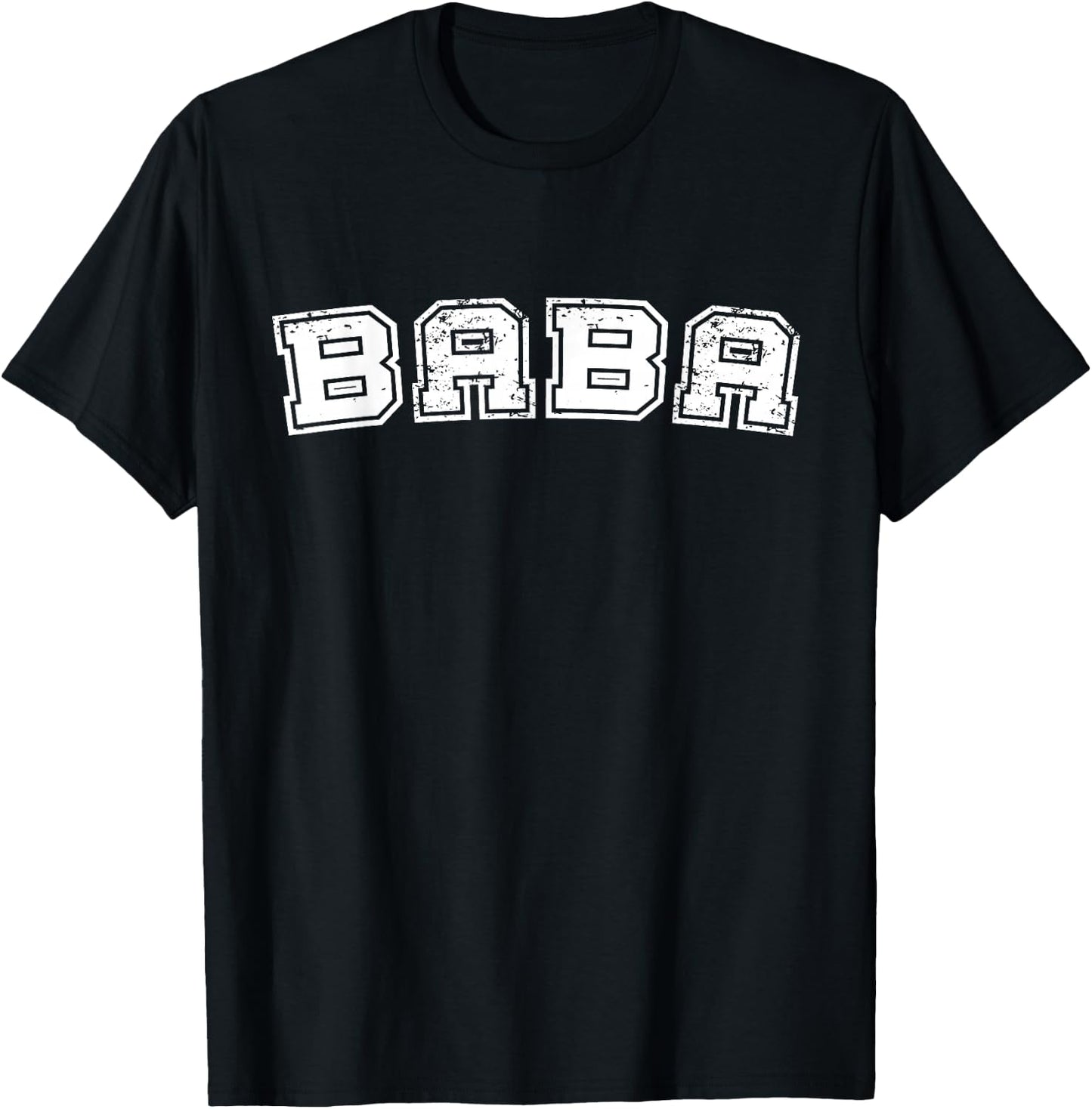 Classic Baba Varsity College Style Graphic Father's Day T-Shirt - T-Shirt | Black