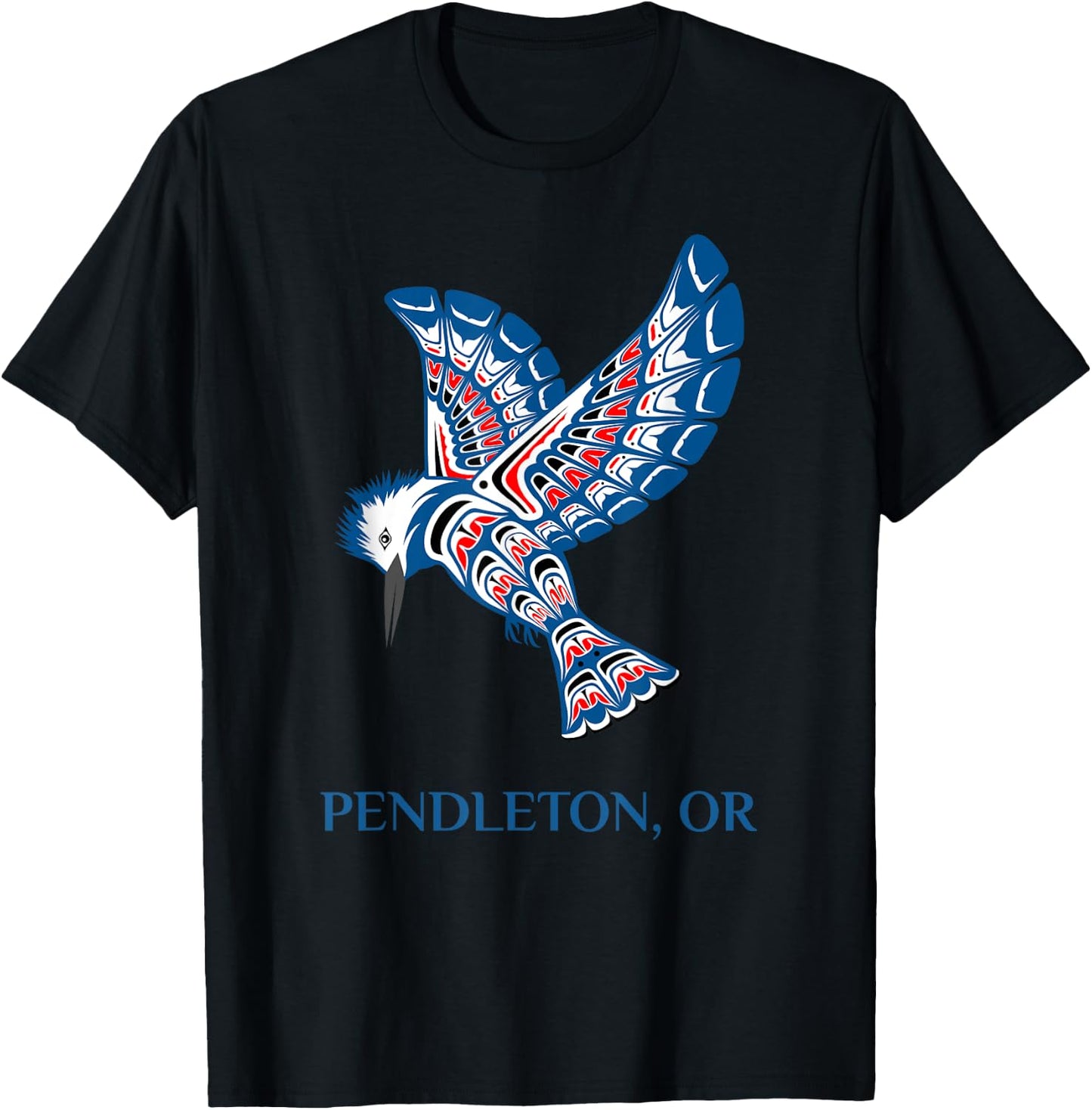 Pendleton Oregon Native American Kingfisher Bird T-Shirt - T-Shirt | Black