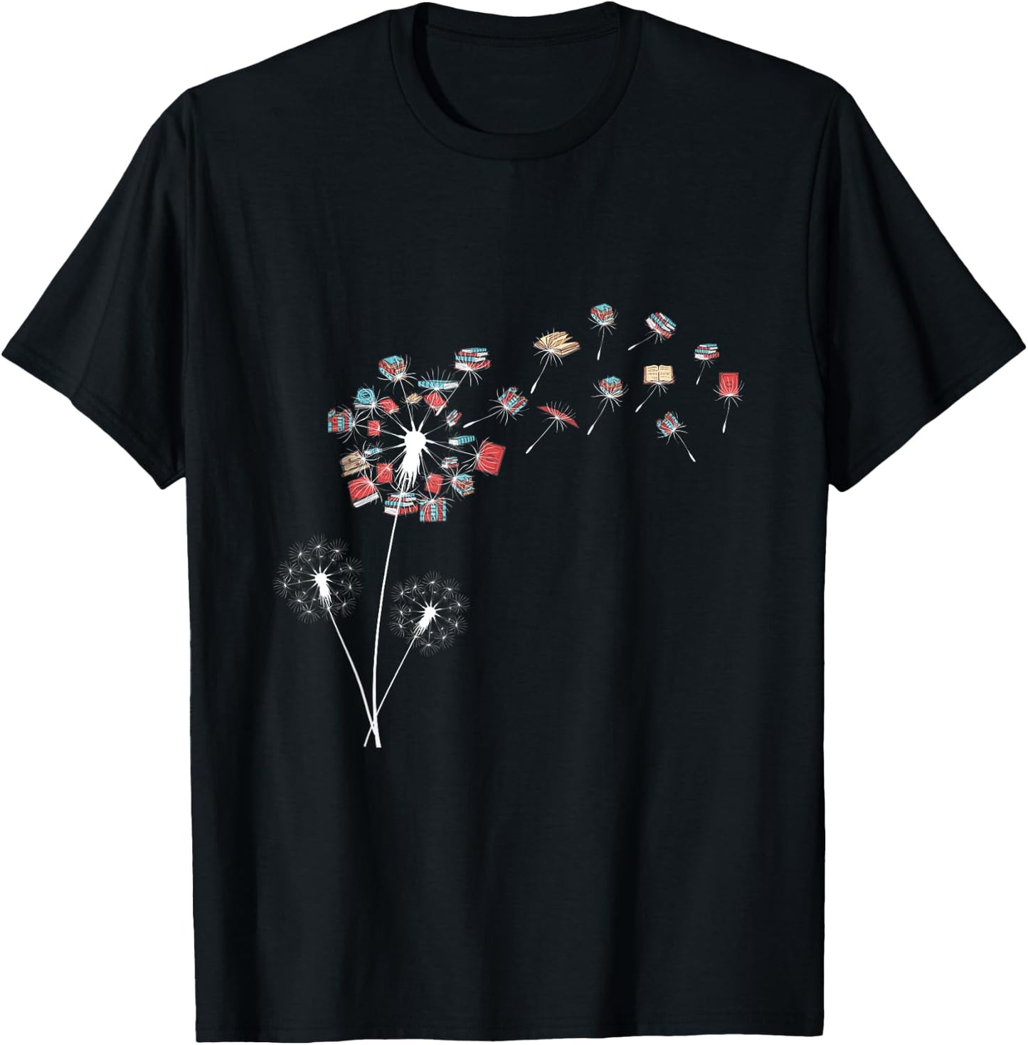Flying Dandelion Books Flower Reading Book Library Club Fun T-Shirt - T-Shirt | Black