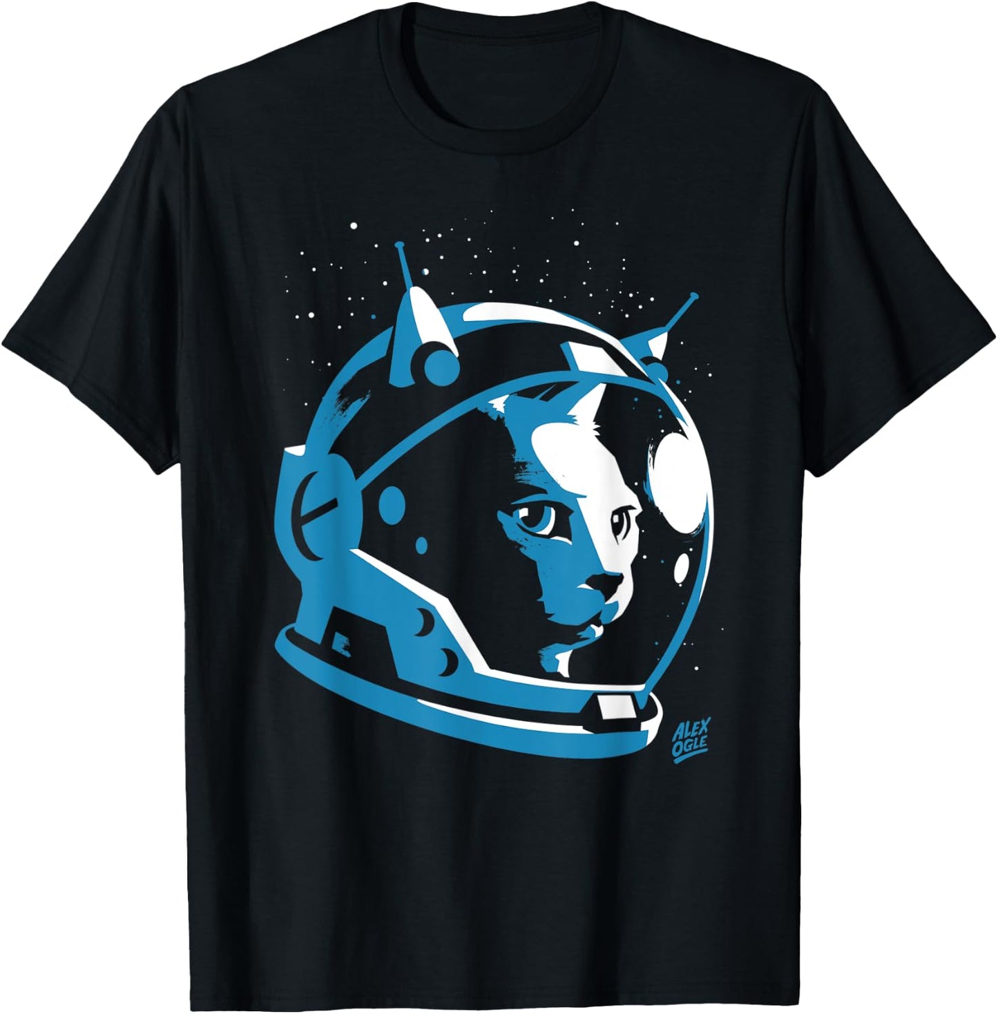 Cat Space Helmet Astronaut Women Kids T-Shirt - T-Shirt | Black