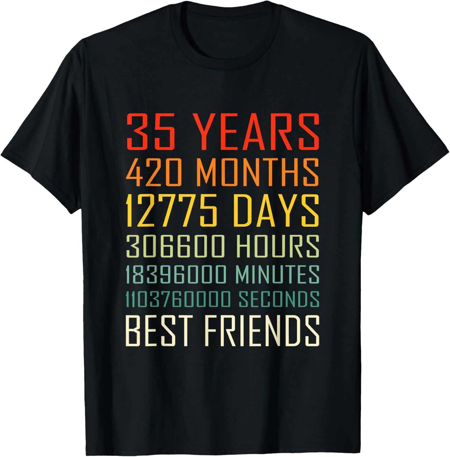 Best Friends Vintage 35 Years Friendship Anniversary T-Shirt - T-Shirt | Black