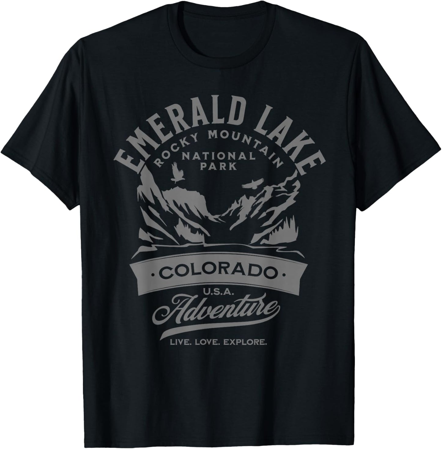 Emerald Lake Rocky Mountain National Park Colorado Design T-Shirt - T-Shirt | Black