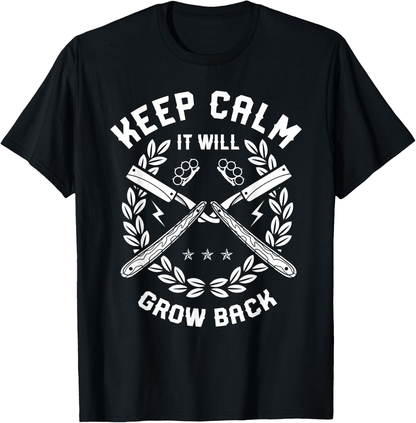 Barber Gift Shirt, Keep Calm It Will Grow Back Men T-Shirt - T-Shirt | Black
