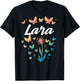 Lara Birthday Sister Butterfly Dandelion Name Lara T-Shirt - T-Shirt | Black