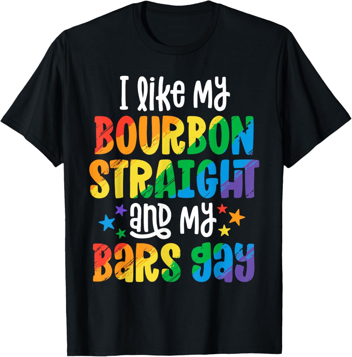 Funny Pride Shirt Bourbon Straight Bar Gay Party Gifts T-Shirt - T-Shirt | Black