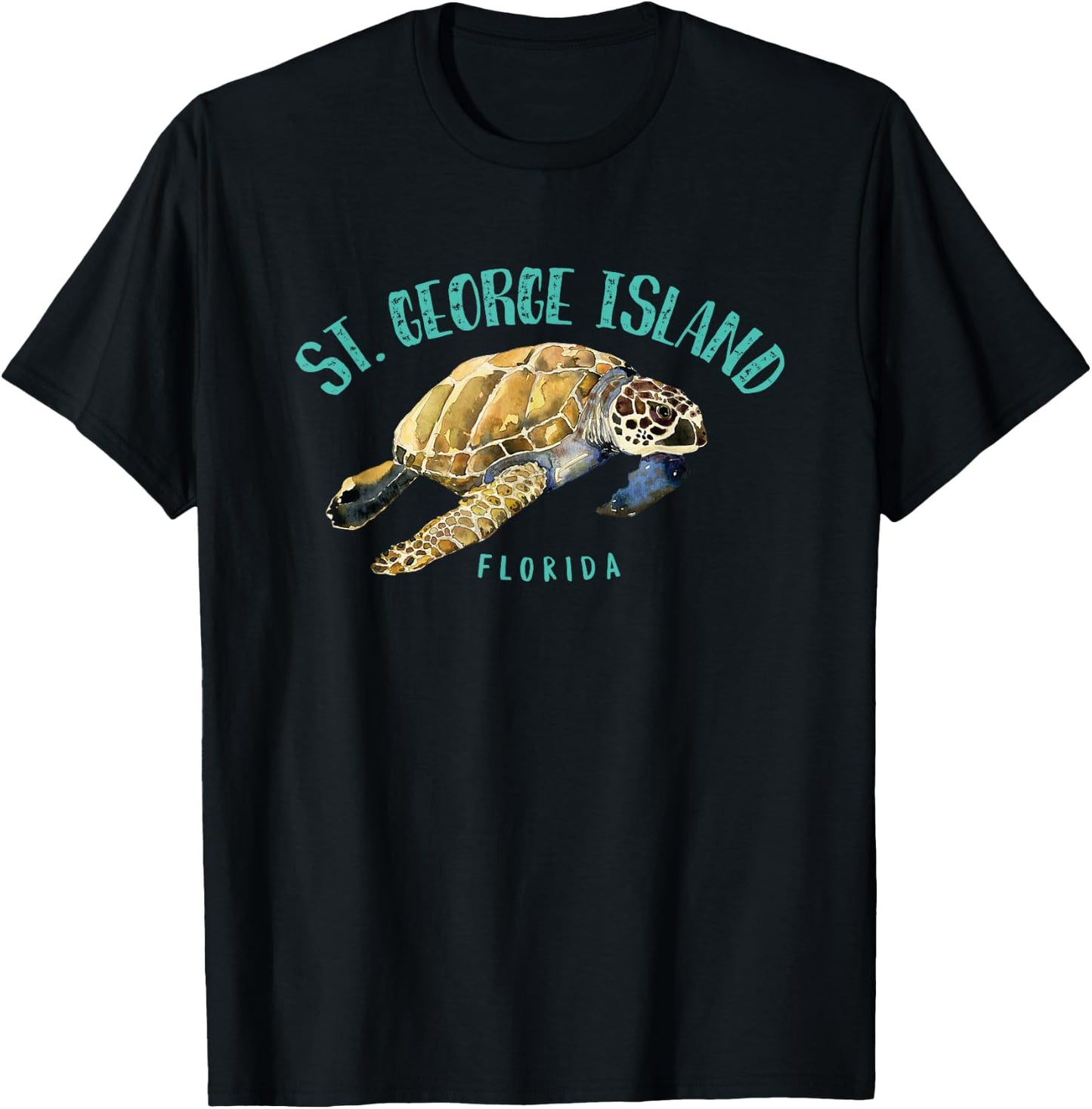 St. George Island Florida Sea Turtle Design T-Shirt - T-Shirt | Black