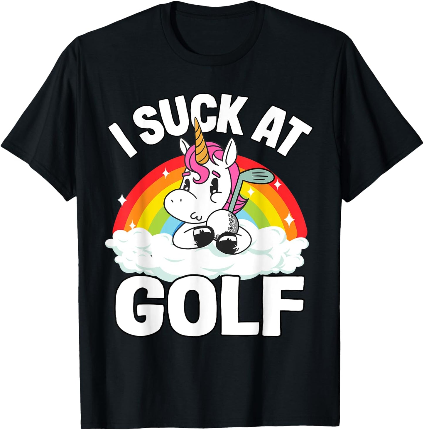 I Suck At Golf Funny Golf Loser Unicorn Sarcastic Golfing T-Shirt - T-Shirt | Black