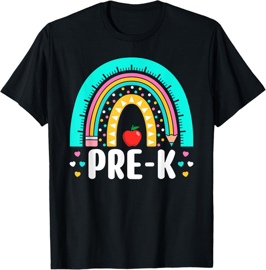 Pre-K Rainbow Teacher Team Pre-K Squad Toddler Girl Boy T-Shirt - T-Shirt | Black