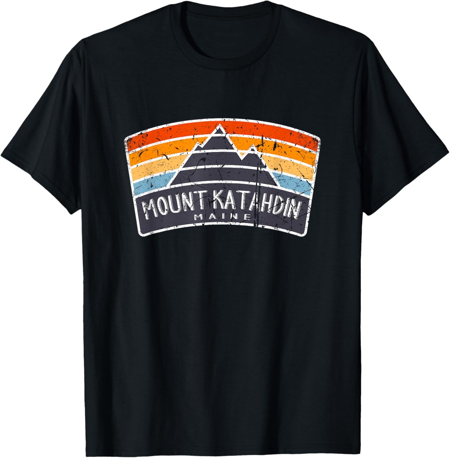 Vintage Mount Katahdin Maine Art Graphic T-Shirt - T-Shirt | Black