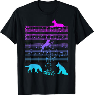 Cute Dog Playing Music Note Clef Musician Arts Women T-Shirt - T-Shirt | Black