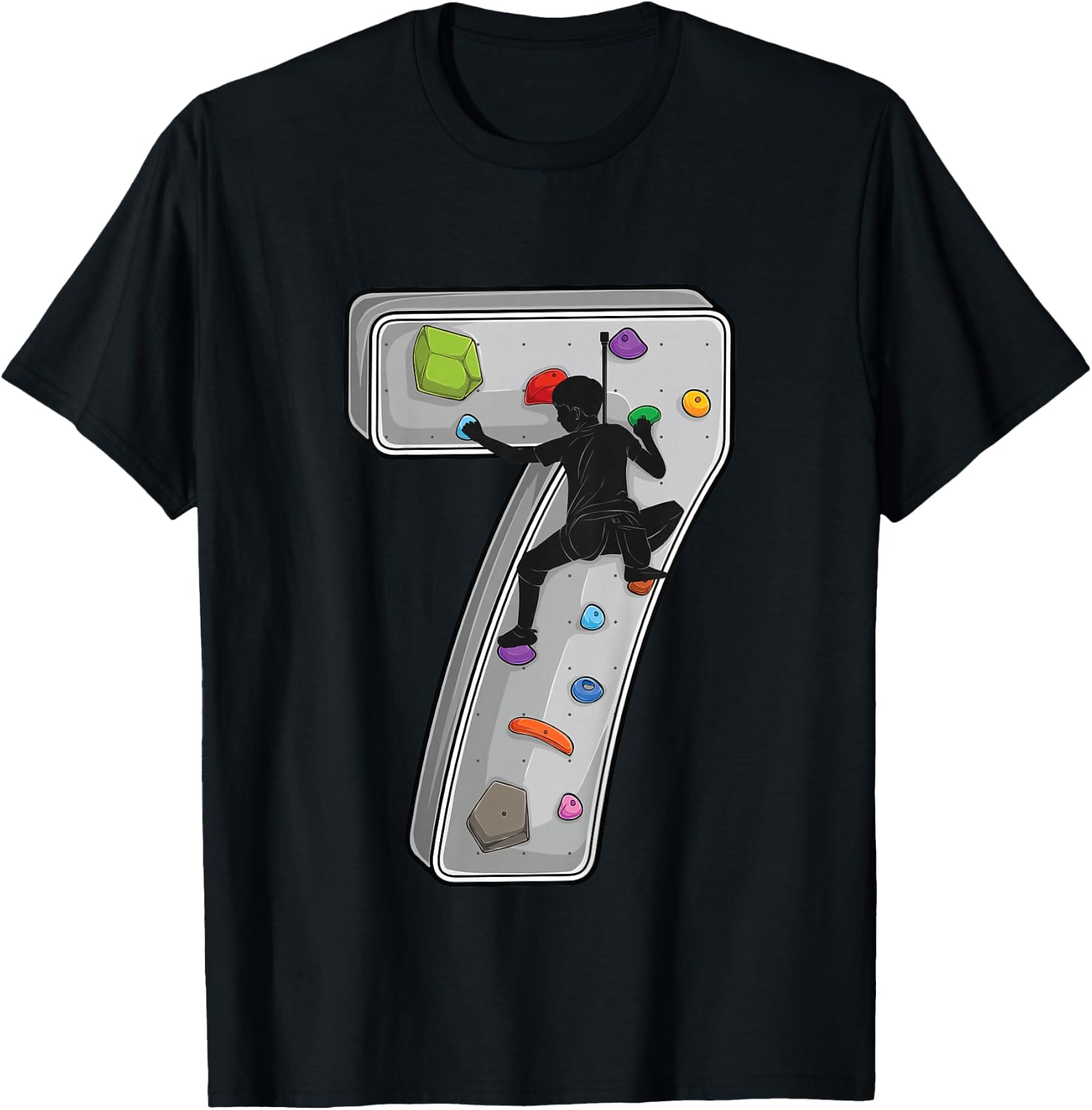 Kids 7 year old rock climbing 7th birthday Adventures Climber T-Shirt - T-Shirt | Black