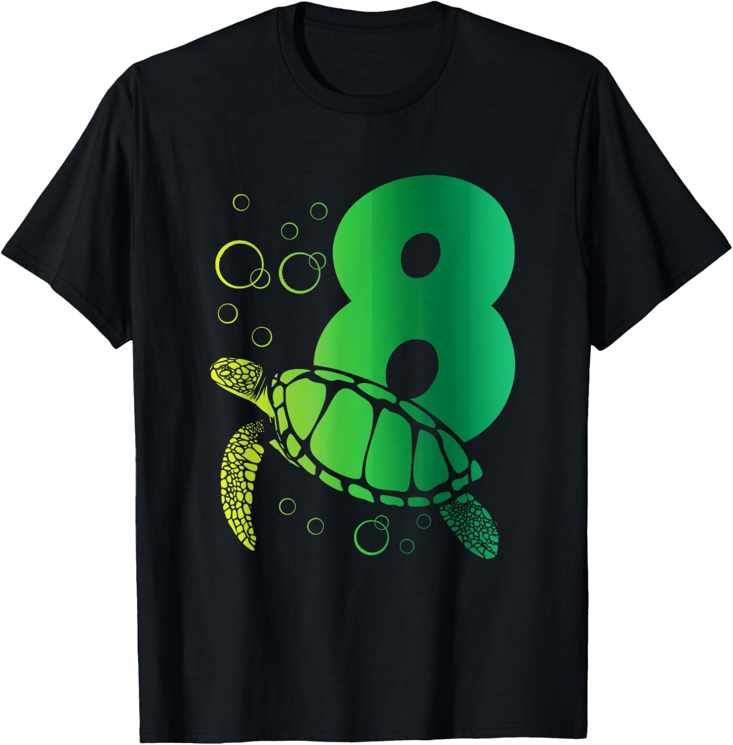 8th Birthday Turtle T-Shirt - T-Shirt | Black