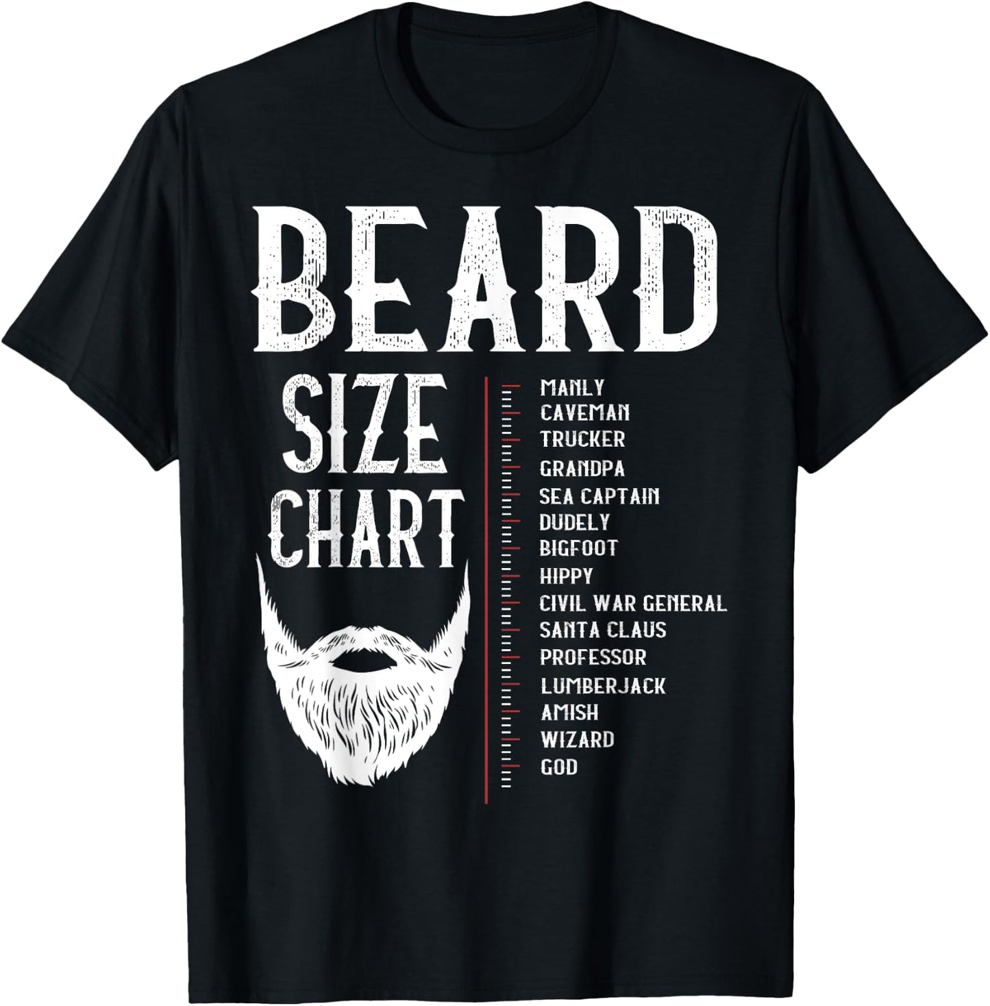Beard Measurement Chart Shirt, Beard Length Growth Chart T-Shirt - T-Shirt | Black