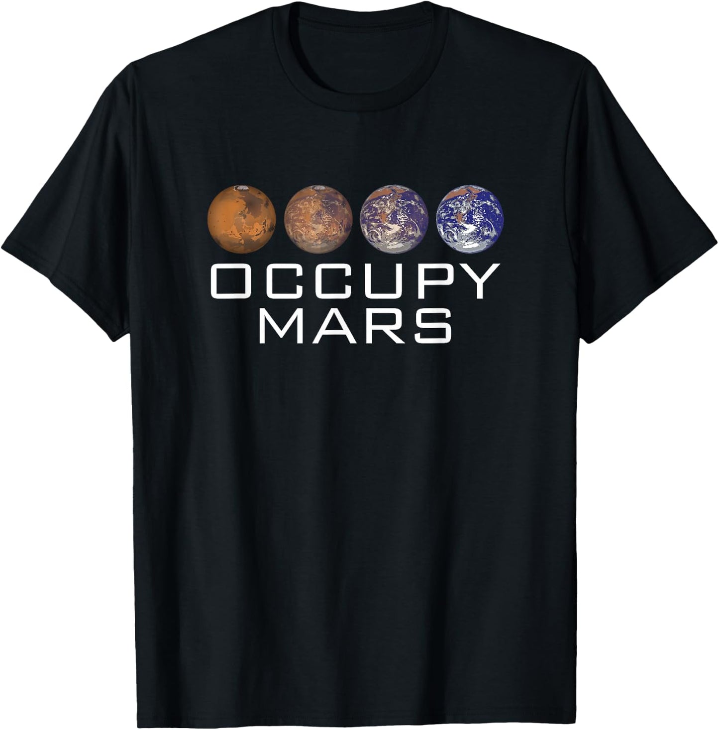 Occupy Mars Colonize Graphic Outer Space Planet Science T-Shirt - T-Shirt | Black