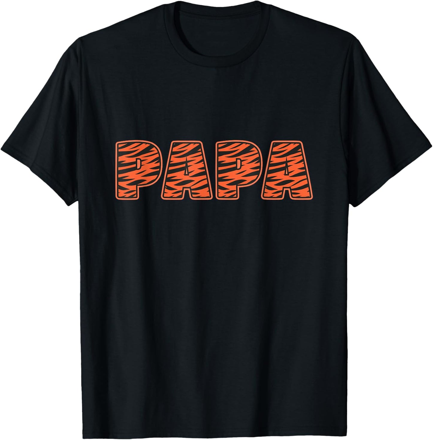 Dad Papa Tiger Pattern T-Shirt - T-Shirt | Black