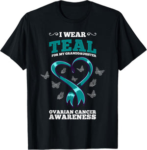 I Wear Teal For My Granddaughter Ovarian Cancer Awareness T-Shirt - T-Shirt | Black