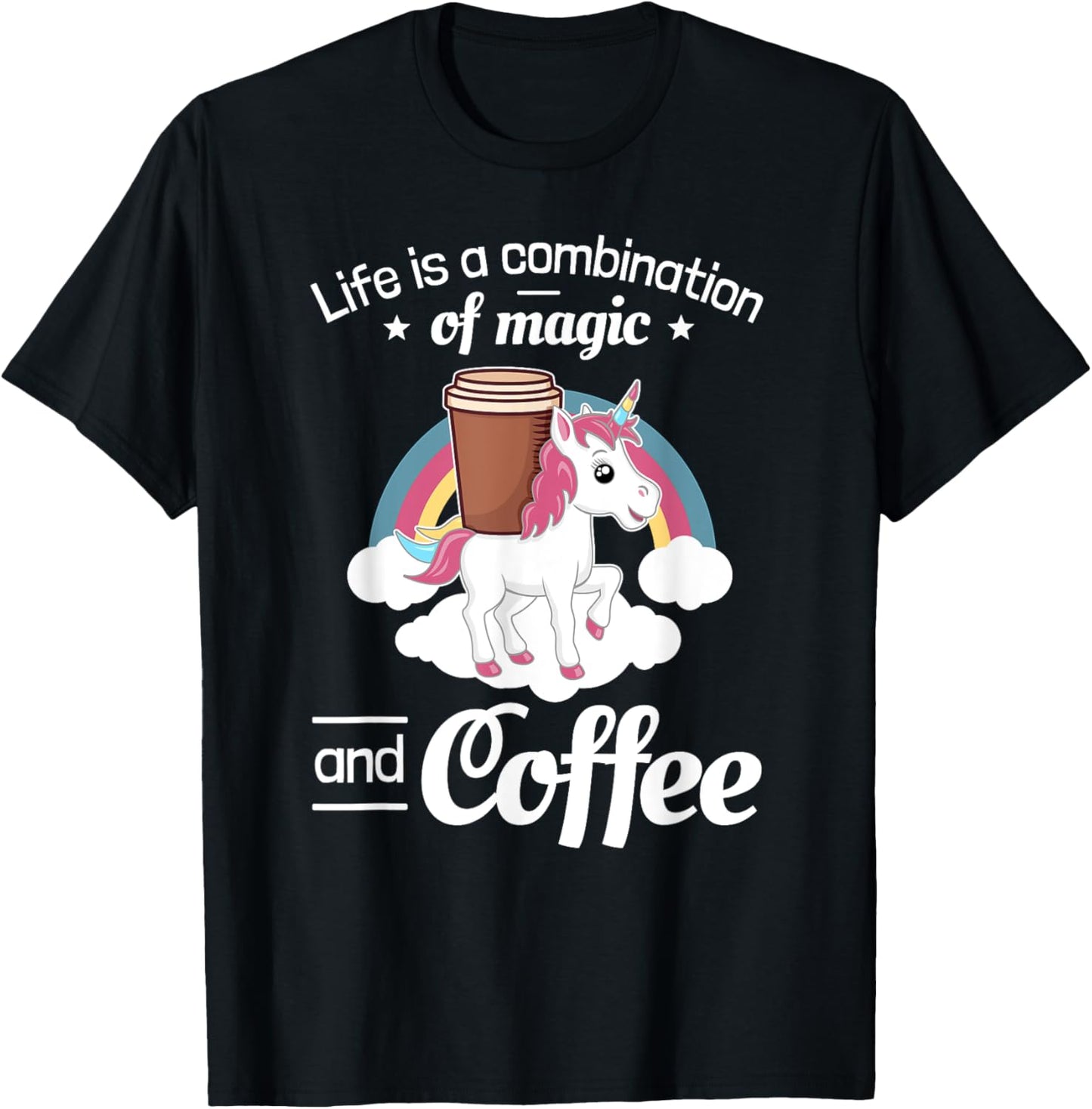 Coffee Unicorn Magic T-Shirt - T-Shirt | Black