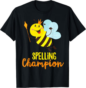 Spelling Champion Cute Bee Winner of Spelling Contest T-Shirt - T-Shirt | Black