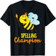 Spelling Champion Cute Bee Winner of Spelling Contest T-Shirt - T-Shirt | Black