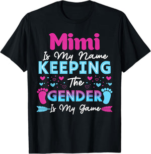 Keeper of The Gender Mimi Baby Shower Gender Reveal T-Shirt - T-Shirt | Black