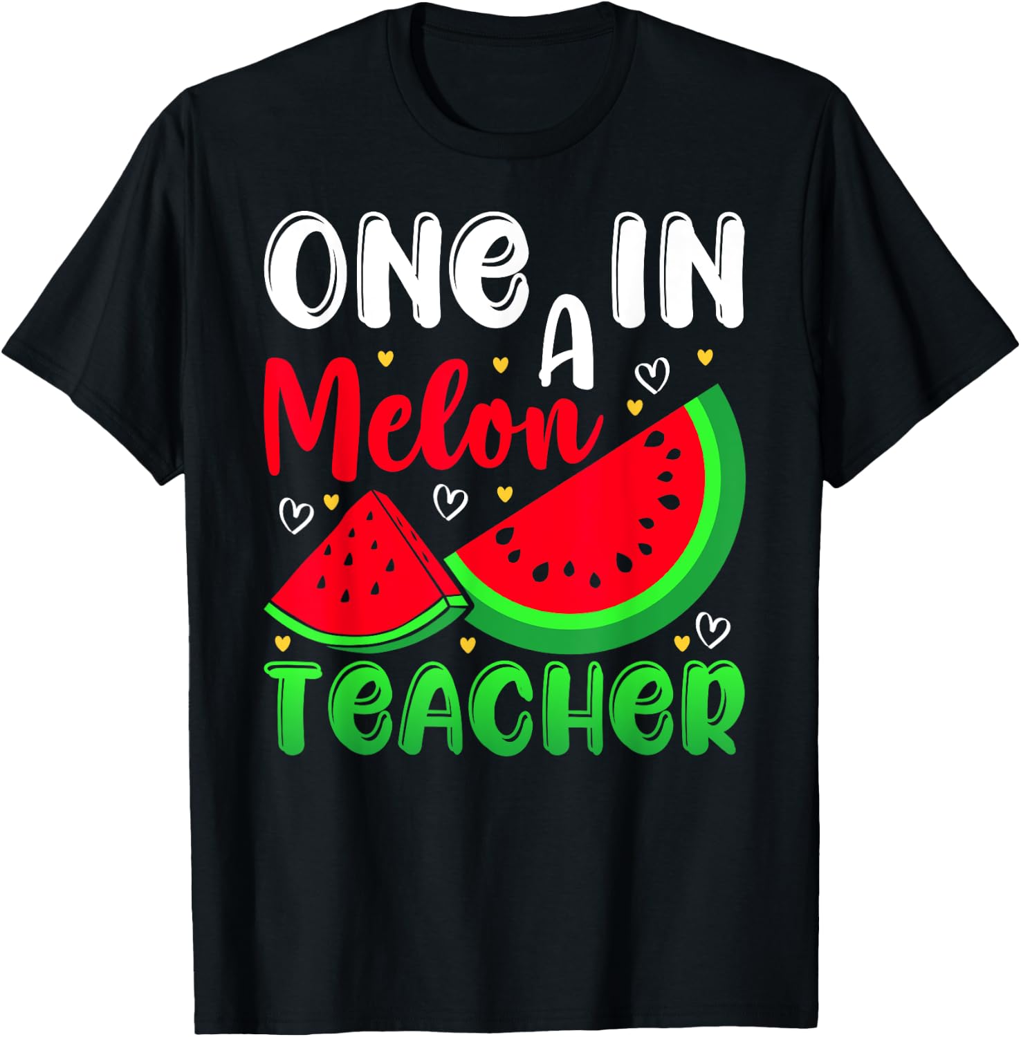 One In A Melon Teacher Watermelon Funny Summer Men Women Kids T-Shirt - T-Shirt | Black