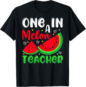 One In A Melon Teacher Watermelon Funny Summer Men Women Kids T-Shirt - T-Shirt | Black