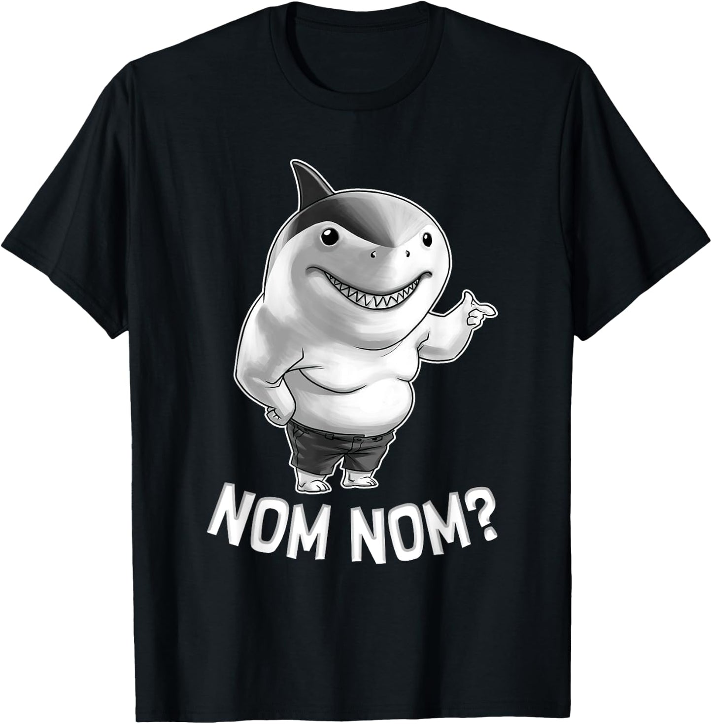 Big Shark In The Squad Nom Nom Funny Movie Character T-Shirt - T-Shirt | Black