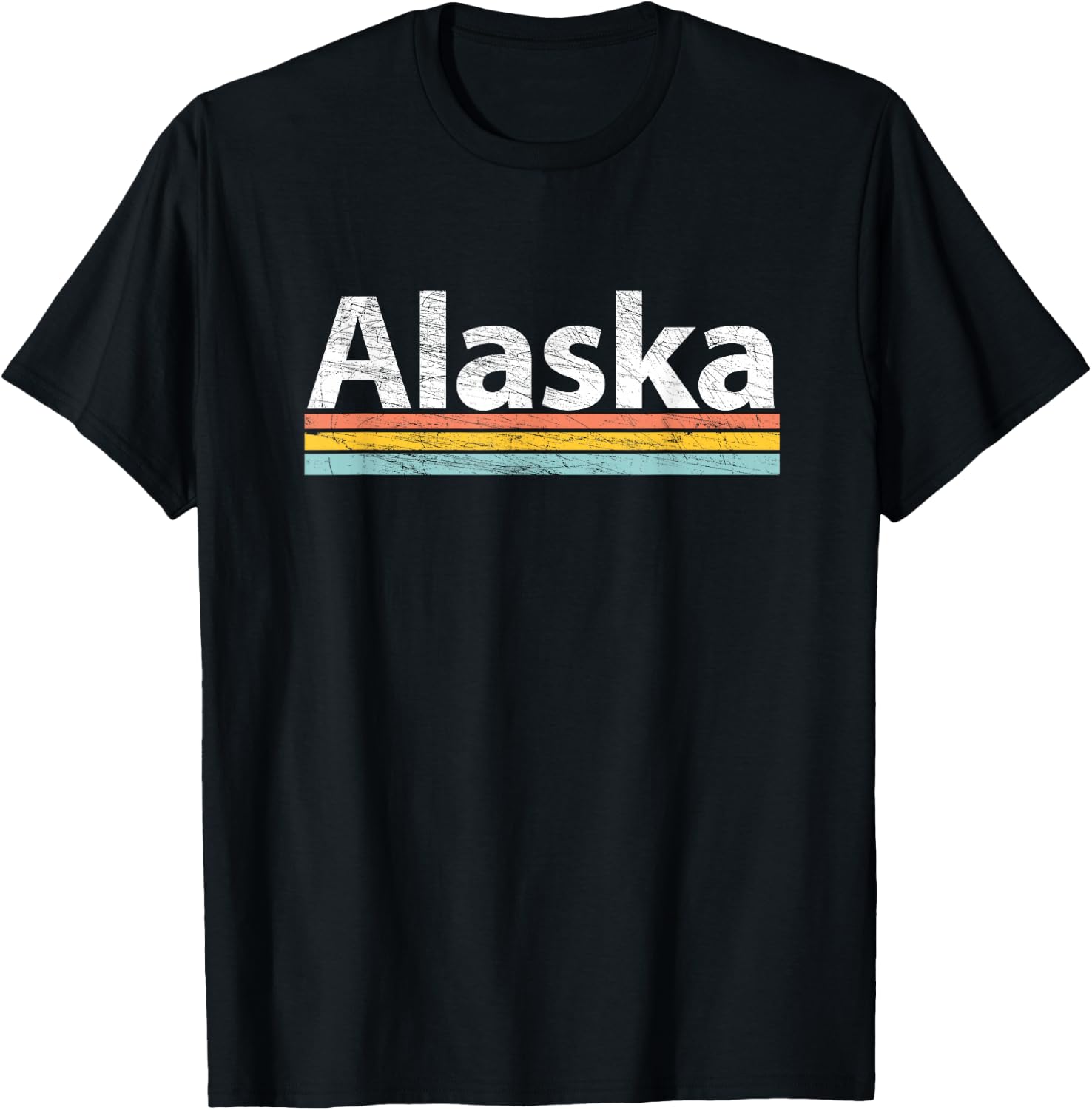 ALASKA - Vintage / Worn Design Retro Stripes - Classic T-Shirt - T-Shirt | Black