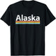 ALASKA - Vintage / Worn Design Retro Stripes - Classic T-Shirt - T-Shirt | Black