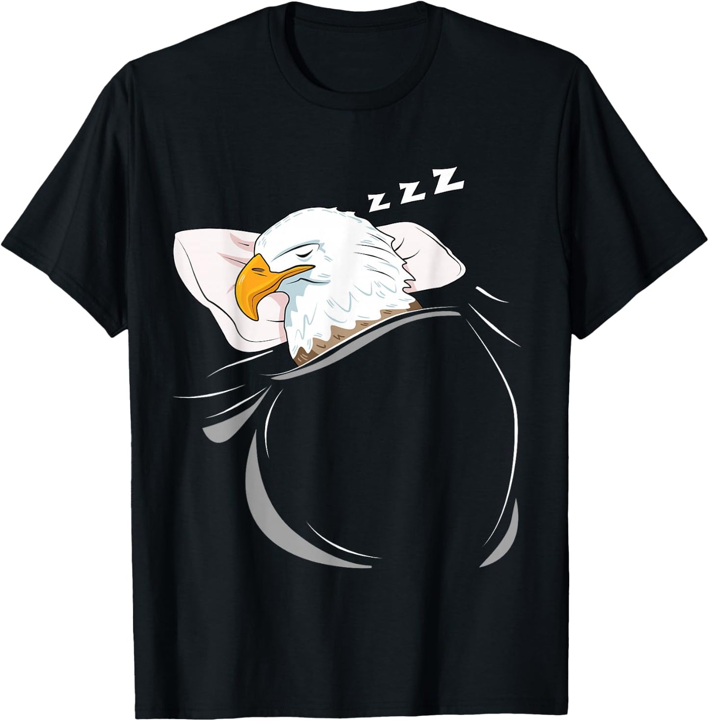 Bald Sea Eagle Sleeping Pyjamas Top Gift Eagle T-Shirt - T-Shirt | Black
