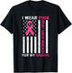 I Wear Pink For My Nannie Pink Ribbon Breast Cancer Us Flag T-Shirt - T-Shirt | Black