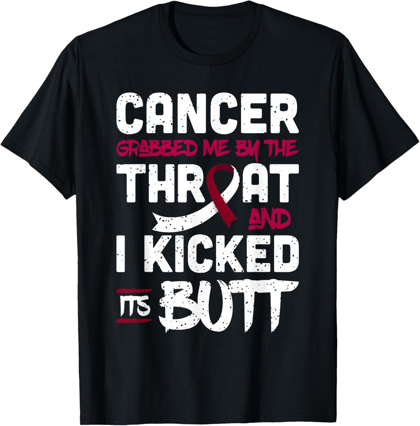 Cancer Grabbed Me By The Throat Head & Neck Cancer Awareness T-Shirt - T-Shirt | Black