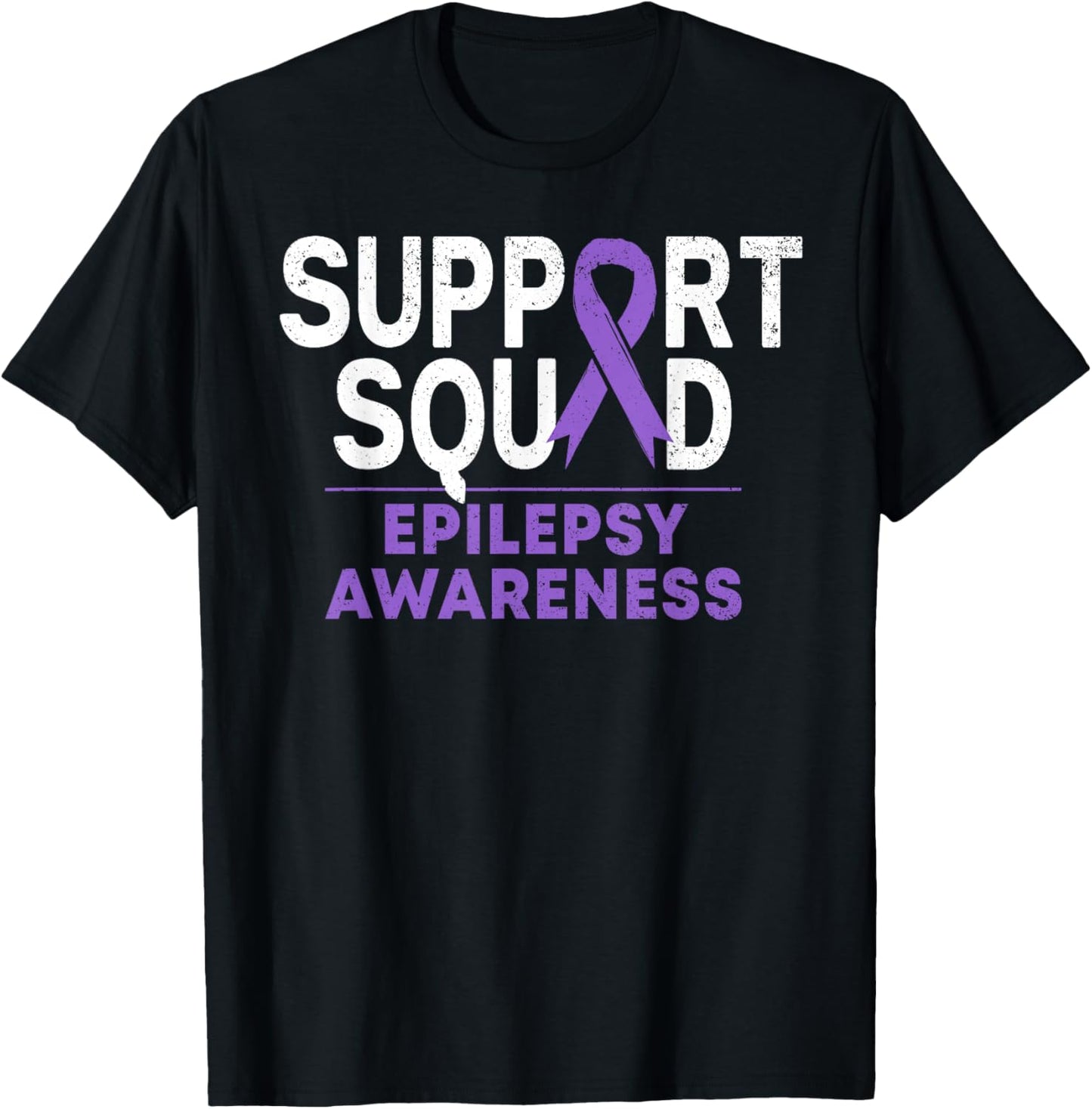 Support Squad Epilepsy Awareness Month Family Purple Ribbon T-Shirt - T-Shirt | Black