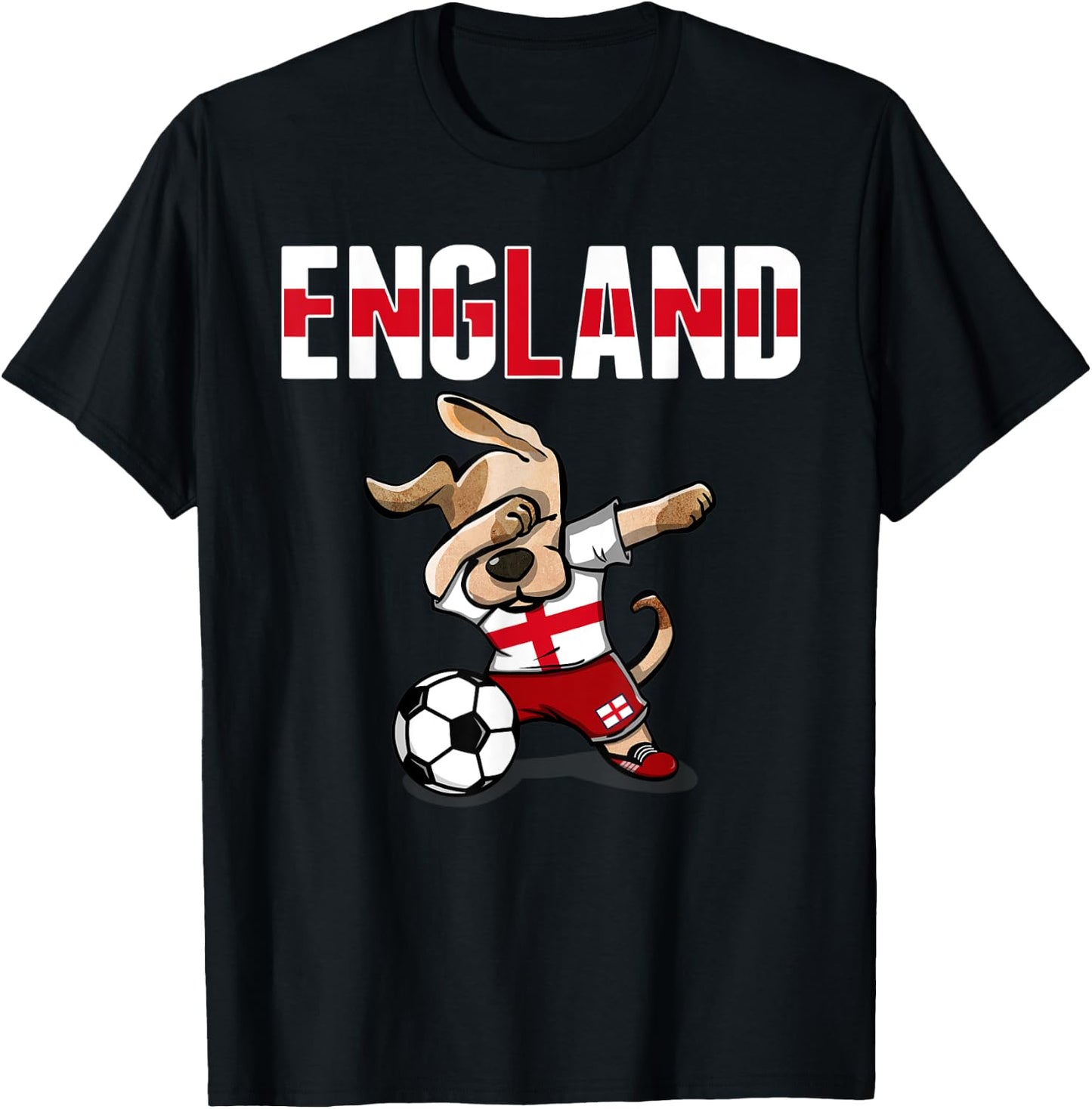 Dabbing Dog England Soccer Fans Jersey English Flag Football Women Kids T-Shirt - T-Shirt | Black