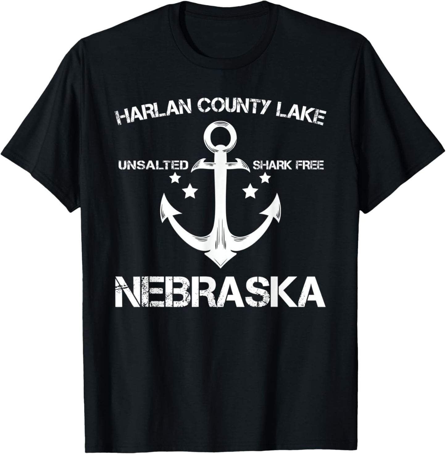 HARLAN COUNTY LAKE NEBRASKA Funny Fishing Camping Gift T-Shirt - T-Shirt | Black