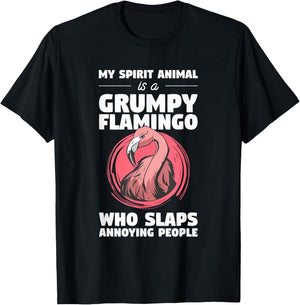 My Spirit Animal Is A Grumpy Flamingo Animal Humor Lover T-Shirt - T-Shirt | Black