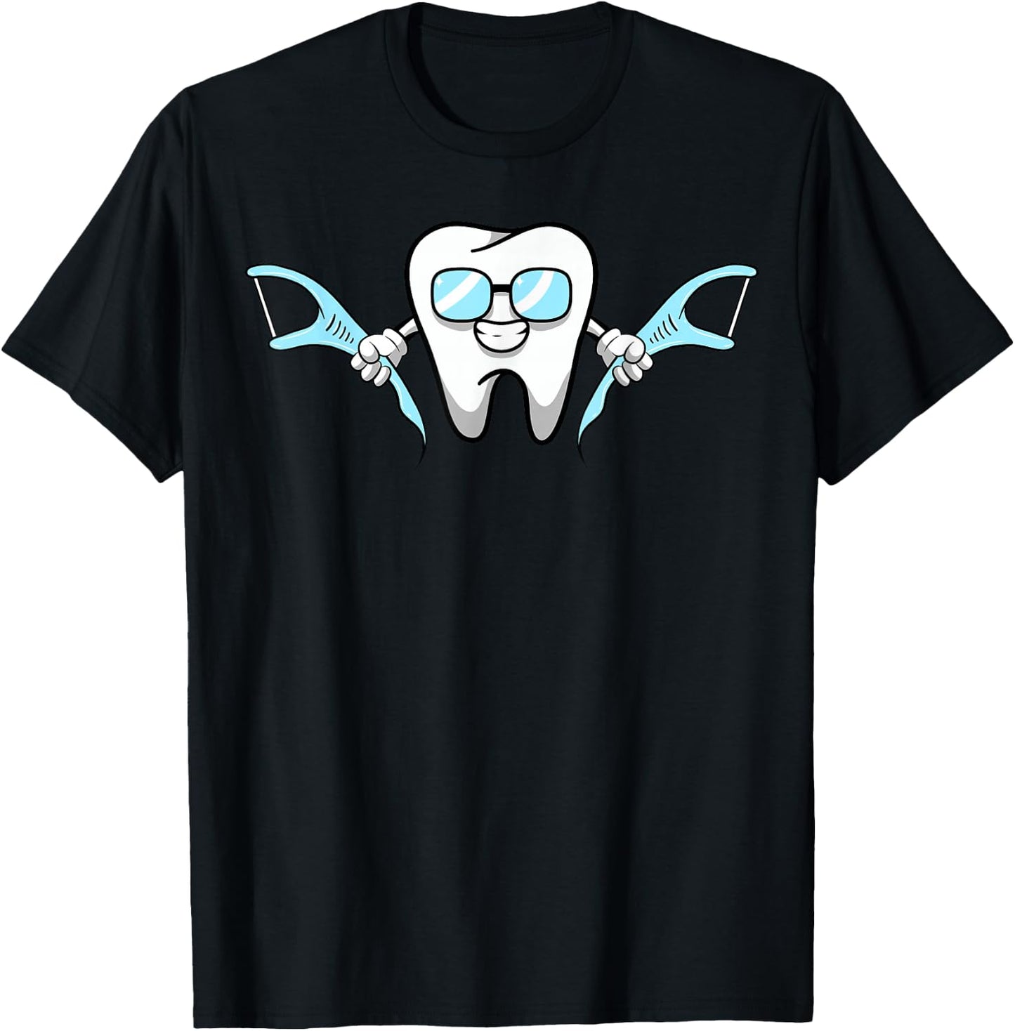 Lazy Costume for Dentist Smiling Cartoon Dental Floss T-Shirt - T-Shirt | Black