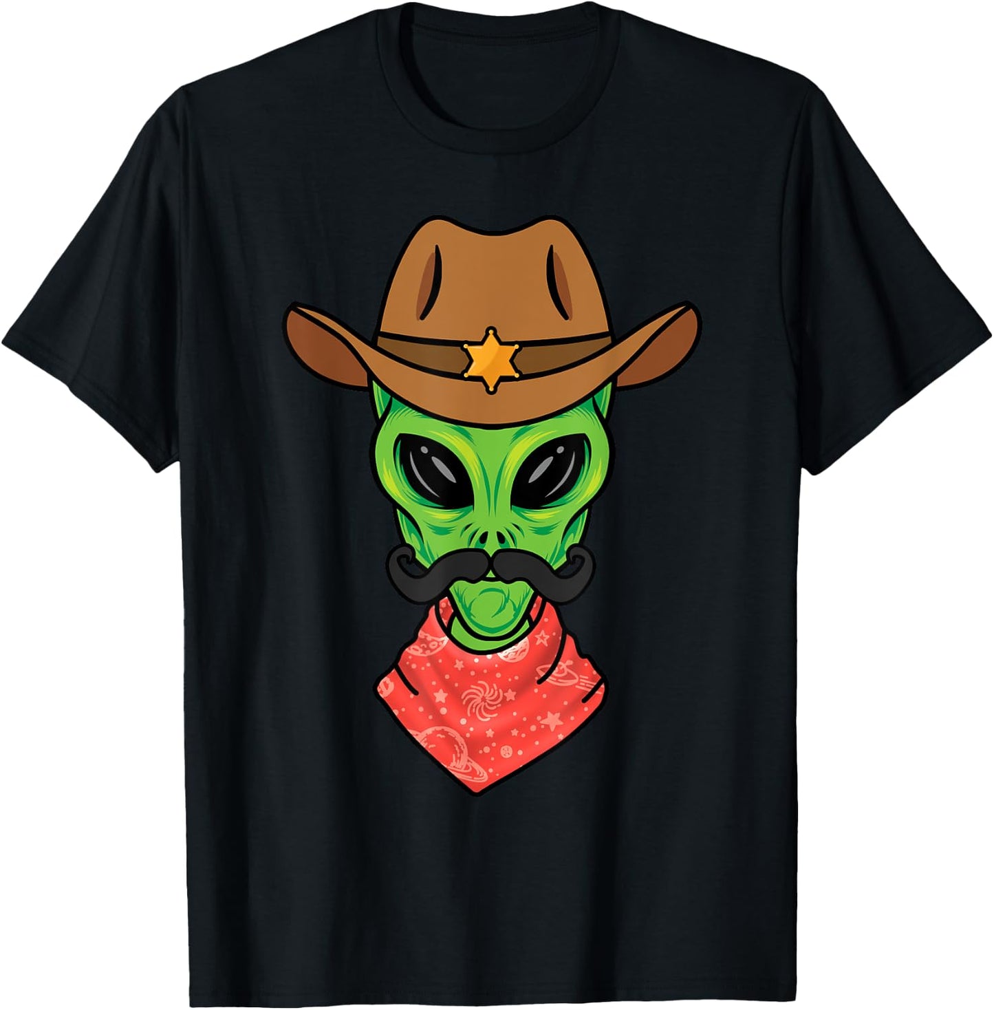 Alien Cowboy for Boys Halloween Sheriff Space Alien Cowboy T-Shirt - T-Shirt | Black