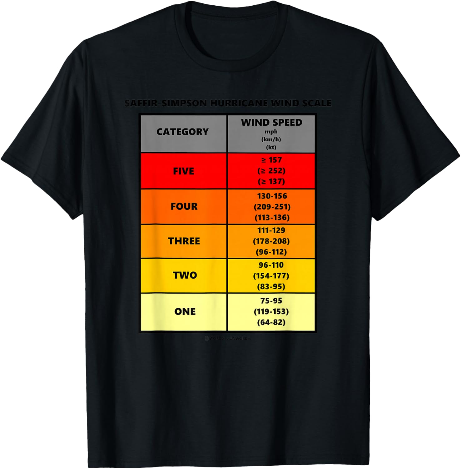 Saffir-Simpson Hurricane Wind Scale Meterology Weather T-Shirt - T-Shirt | Black