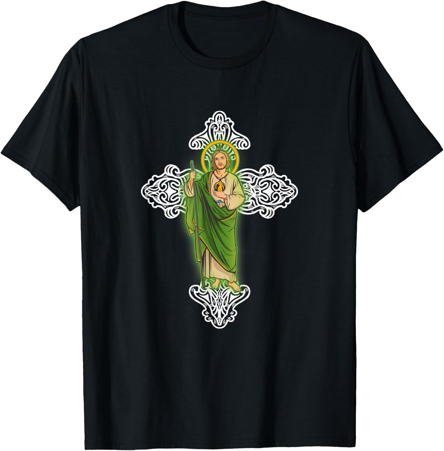 Judas Tadeo con Cruz Santa. T-Shirt - T-Shirt | Black