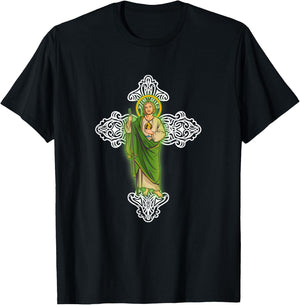 Judas Tadeo con Cruz Santa. T-Shirt - T-Shirt | Black