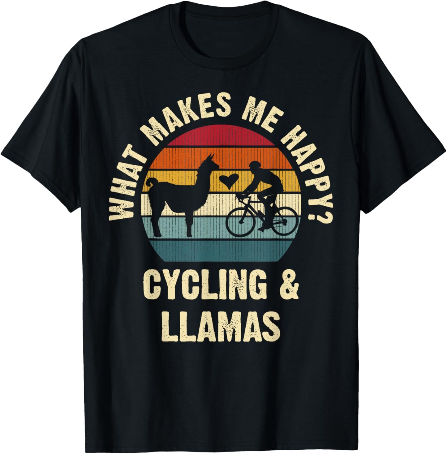 Llama and Cycling Lover Bike Pet Bicycle Vintage Animal Cute T-Shirt - T-Shirt | Black