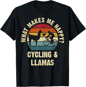 Llama and Cycling Lover Bike Pet Bicycle Vintage Animal Cute T-Shirt - T-Shirt | Black