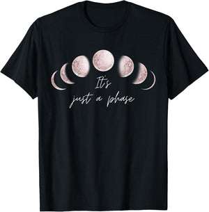 Phases Of The Moon Its Just A Phase Half Full Luna Graphic T-Shirt - T-Shirt | Black