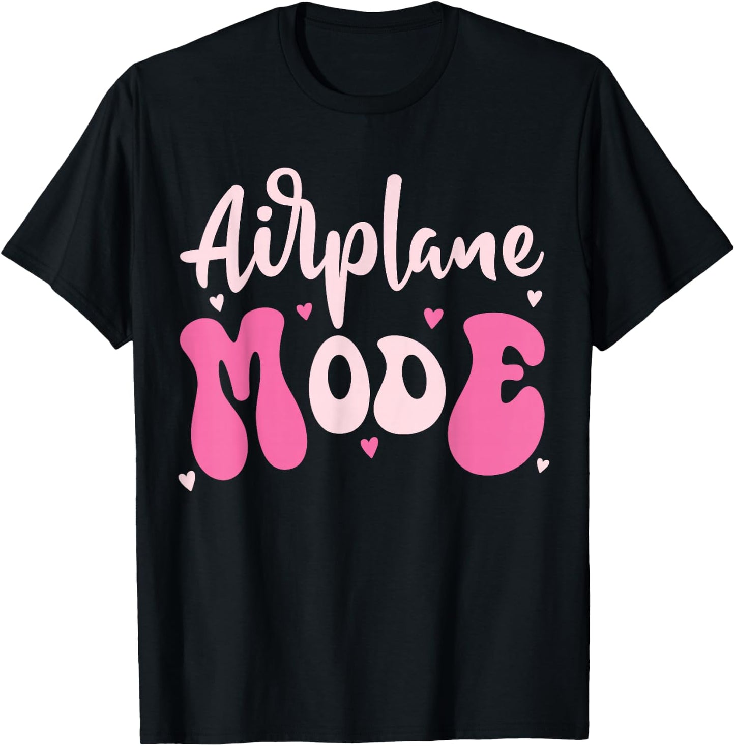Cute Airplane Mode Travel Graphic Pilot Girl Women Mom Pink T-Shirt - T-Shirt | Black