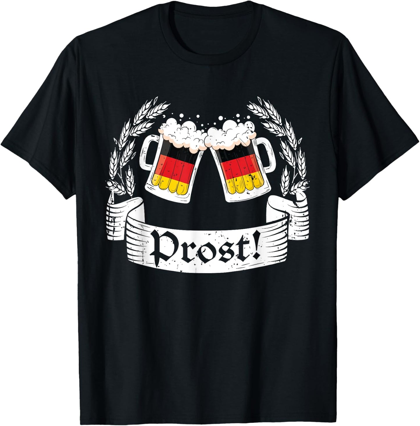 Oktoberfest Shirt Men Women Vintage German Flag Cheers Prost T-Shirt - T-Shirt | Black
