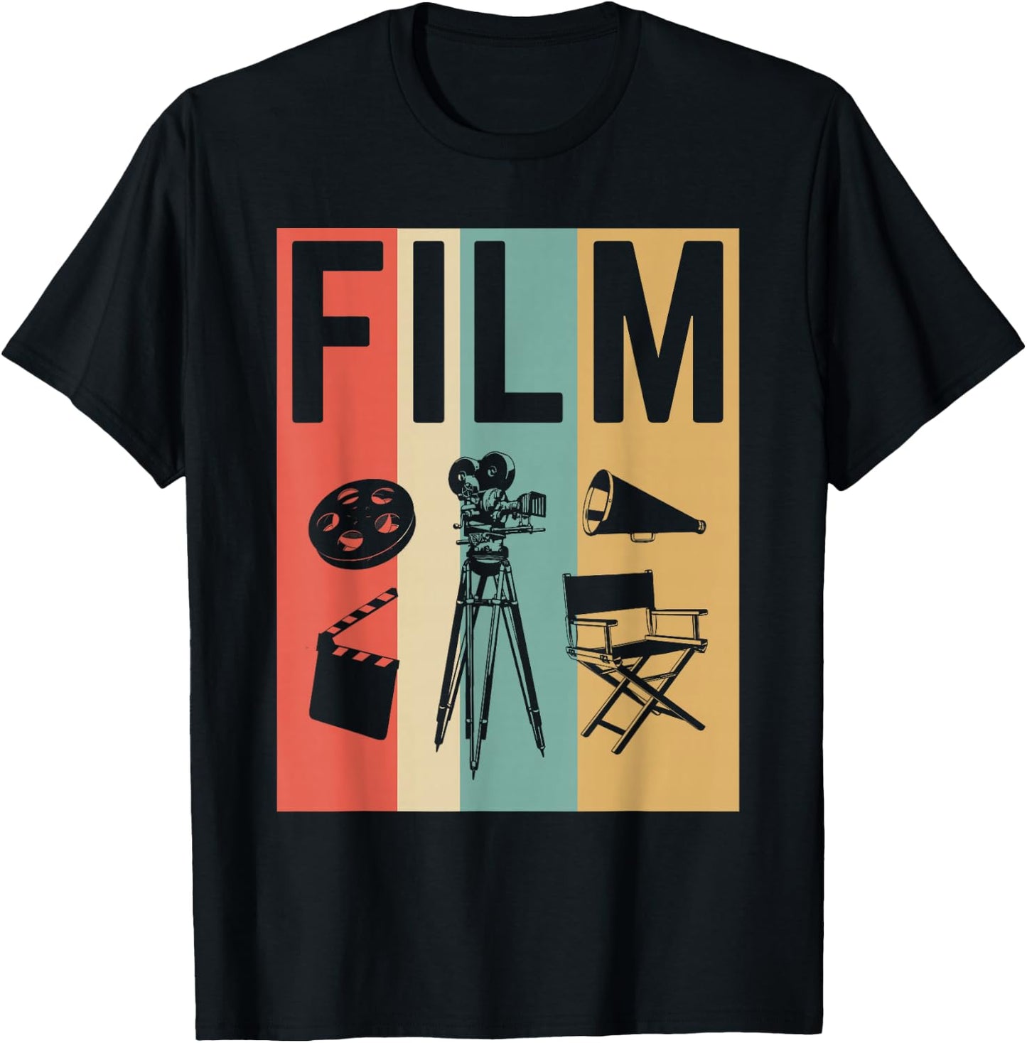 Vintage Film Cinema Shirt, Retro Movie Maker Gift T-Shirt - T-Shirt | Black