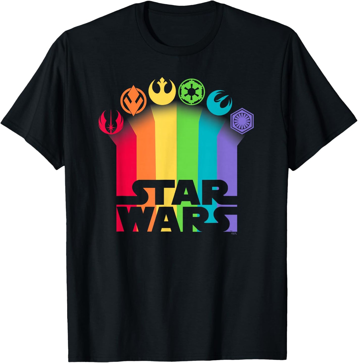 Star Wars Logo with Pride Icons T-Shirt - T-Shirt | Black