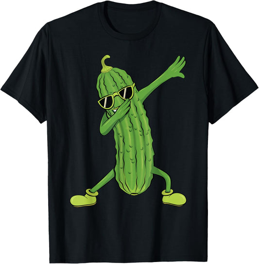 Dabbing Pickle Dancing Cucumber Lover Funny Gifts T-Shirt - T-Shirt | Black